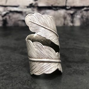 NEW Ethnic Boho Feather Wrap Silver-tone Ring